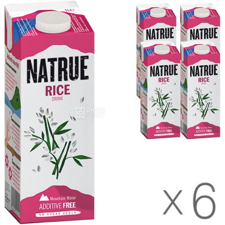 Natrue, Rice, упаковка 6 шт., по 1 л, Натру, Напиток рисовый, без сахара