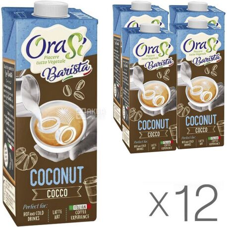 OraSi Barista Сoconut, Pack of 12, 1 L each, Coconut drink with rice