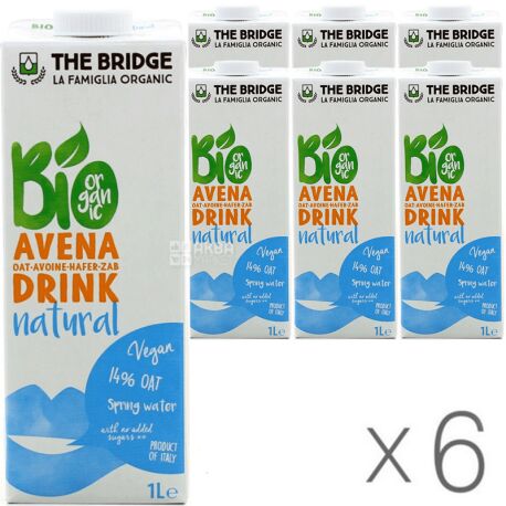 The Bridge, Avena drink natural, Упаковка 6 шт, по 1 л, Напій вівсяний, без цукру 