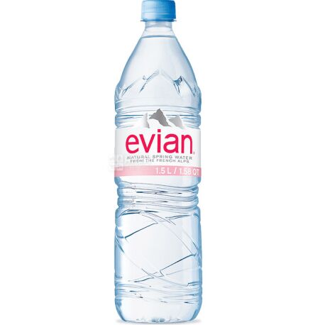 Evian, 1,5 л, Евіан, Вода негазована, ПЕТ