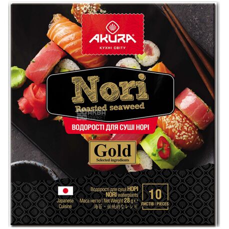 Akura, 10 sheets, Algae, Nori Gold, m / y