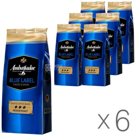 Ambassador Blue Label, 1 кг, Упаковка 6 шт., Кофе в зернах Амбассадор Блю Лэйбл