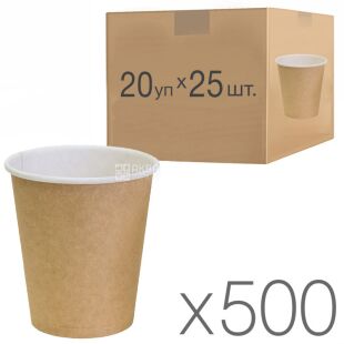 Крафт Стакан бумажный, двухслойный, 400 мл, 25 шт, 20 упаковок, D90