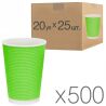 Стакан бумажный,  гофрированный, 400 мл, 25 шт, 20 упаковок, зеленый, D90