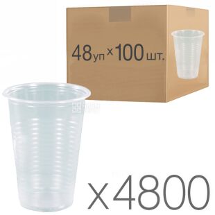 Стакан пластиковий, 100 мл, 100 шт, 48 упаковок, прозорий