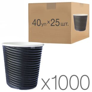 Крафт Стакан бумажный, гофрированный,  110 мл, 25 шт, 40 упаковок, D60