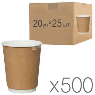 Крафт Стакан паперовий, двошаровий, 180 мл, 25 шт, 20 упаковок, D72