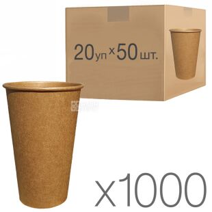 Крафт Стакан паперовий, одношаровий, 340 мл, 50 шт, 20 упаковок, D79
