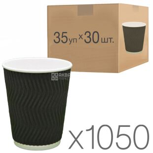Стакан паперовий, гофрований, чорний, 180 мл, 35 упаковок по 30 шт., D73