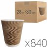 Стакан бумажный, гофрированный, бурый, 250 мл, 28 упаковок по 30 шт., D80
