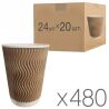 Стакан бумажный, гофрированный, бурый, 450 мл, 24 упаковок по 20 шт., D90
