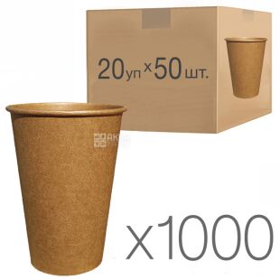 EcoCraft, Стакан паперовий, крафтовий, 350 мл, 20 упаковок х 50 шт.