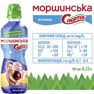  Моршинська Спортик, 0,33 л, Вода негазована, з дозатором, ПЕТ