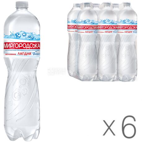 Mirgorodskaya, Packing 6 pcs. 1.5 l each, Non-carbonated water, Lagidna, PET, PAT