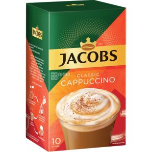 Jacobs, Classic Cappucсino, 18.7 г х 10 шт., Напиток кофейный растворимый, Капучино
