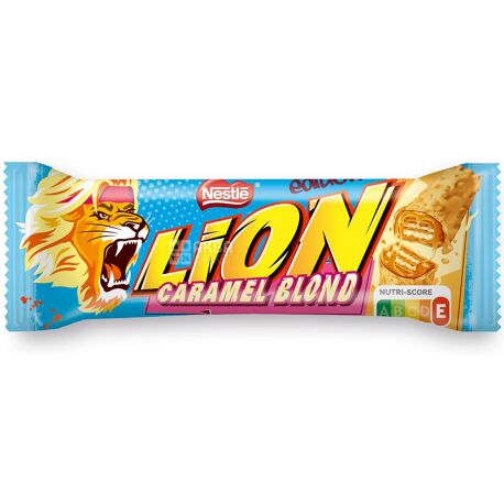 Lion, Caramel Blond, 40 г, Вафельний батончик у білому шоколаді