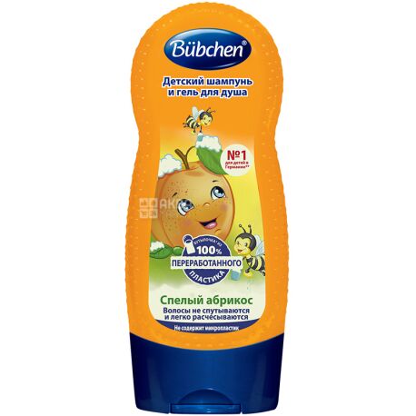 Bubchen, Ripe Apricot 2in1, 230 ml, Baby Shampoo & Shower Gel