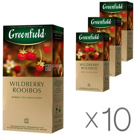 Greenfield, Wildberry Rooibos, Упаковка 10 шт. х 25 пак., Чай Грінфілд, Вайлдберріз Ройбуш, трав'яний