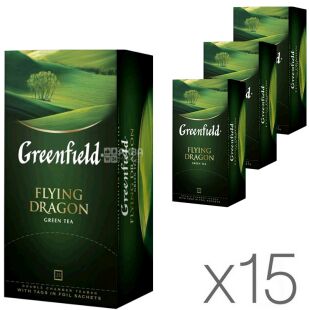Greenfield, Flying Dragon, Упаковка 15 шт. х 25 пак., Гринфилд, Флаин Драгон, Чай зеленый