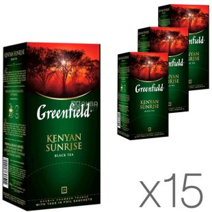 Greenfield, Kenyan Sunrise, Упаковка 15 шт. х 25 пак., Грінфілд, Кеніан Санрайз, Чай чорний
