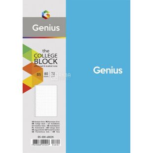 Genius, 80 аркушів, Блокнот на пружині, В5, клітинка, пластик, в асортименті