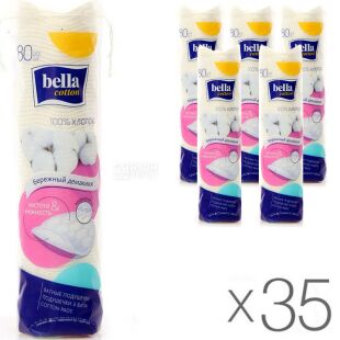 Bella, 80 шт., Белла, Ватные диски, Упаковка 35 шт.