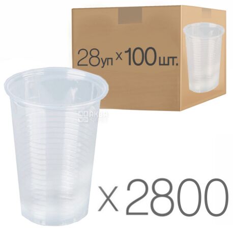 Стакан пластиковый прозрачный 180 мл, 28 упаковок по 100 штук