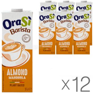 OraSi Barista Almond, Упаковка 12 шт. х 1 л, Соєвий напій Орасі Бариста, Мигдаль