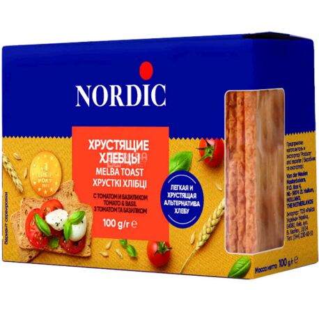 Nordic, 100 г, Хлібці хрусткі з томатом і базиліком