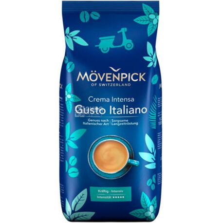 Movenpick Gusto Italiano, 1 кг, Кава Мовенпік Густо Італьяно, темного обсмаження, зернова