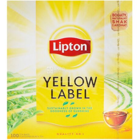 Lipton, Yellow Label, 100 пак., Чай Липтон, Черный