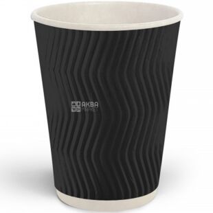 Стакан бумажный, гофрированный, черный, 250 мл, 25 шт, D79, в ассортименте