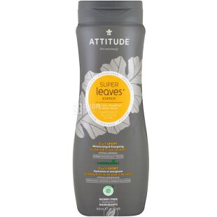 Attitude, Sports, 473 мл, Шампунь-гель для тела, мужской