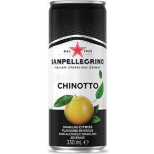 San Pellegrino Chinotto, 0,33 л, Напиток газированный с экстрактом Померанца Сан Пелегрино, ж/б