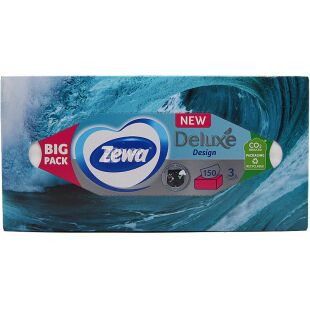 Zewa Deluxe Design, 150 шт., Салфетки косметические Зева, 3-х слойные, 19х21 см, в ассортименте