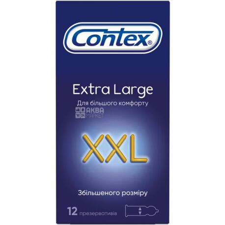 Contex, Extra Large, 12 шт., Презервативы латексные с силиконовой смазкой, Экстра большие