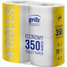 Grite Eco Mini, 4 рул., Туалетная бумага Грите Эко Мини, 2-х слойная, белая с серым оттенком