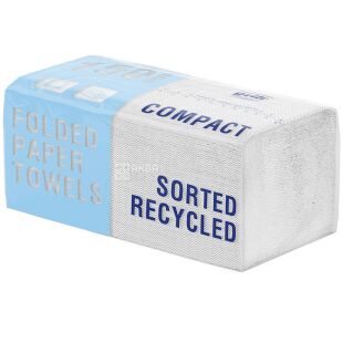 Grite Standart Compact, 150 аркушів, Паперові рушники Гріте, 2-шарові, V-складання, білі, 225х220мм