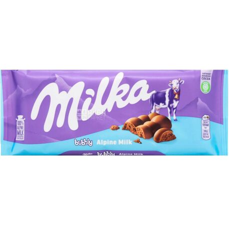 Milka, 90 г, Молочний шоколад, Bubbles, Пористий