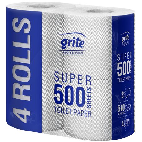 Grite Super Mini, 4 рул., Туалетний папір Грите Супер Міні, 2-х шаровий