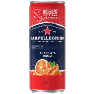 San Pellegrino Aranciata Rossa, 0,33 л, Напиток газированный сокосодержащий Красный апельсин Сан Пелегрино, ж/б