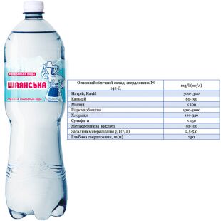 Шаянська, 1,5 л, Вода мінеральна, лікувально-столова, ПЕТ