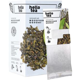 Hello tea, 20 шт., Хэллоу ти, Зеленый чай, Молочный Улун в фильтр-пакетах
