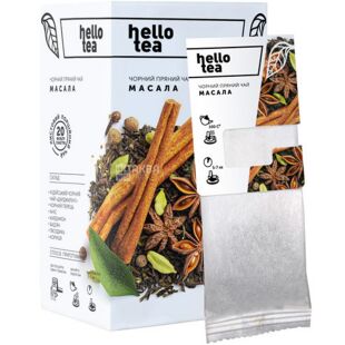 Hello tea, 20 шт., Хеллоу ті, Чорний пряний чай у фільтр-пакетах, Масала
