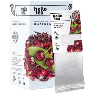 Hello tea, 20 шт., Хэллоу ти, Фруктовый чай в фильтр-пакетах, Безумная вишня