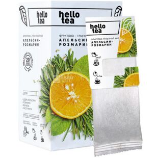 Hello tea, 20 шт., Хеллоу ті, Фруктово-трав'яний чай у фільтр-пакетах, Апельсин-Розмарин