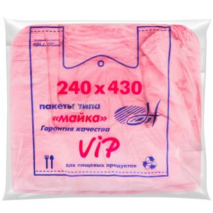  Ника Пласт, 200 шт, 24х43 см, Пакет майка, Полиэтиленовый, Vip