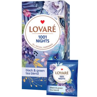 Lovare 1001 nights, 24 пак., Чай Ловаре, 1001 ніч, Суміш чорного і зеленого