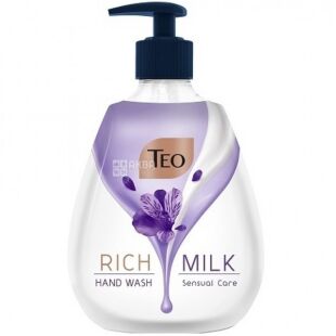 Teo, Rich milk, 400 мл, Жидкое мыло для рук Тео, увлажняющее, с дозатором