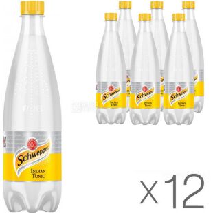 Schweppes Indian Tonic, Упаковка 12 шт. х 0.75 л, Напиток газированный Индиан Тоник Швепс, ПЭТ